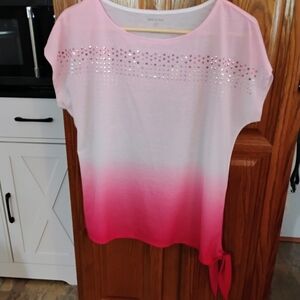 White Stag Pink Ombre Rhinestone Tie-Side Tunic